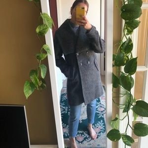 Grey Pea Coat - Double Breasted buttons